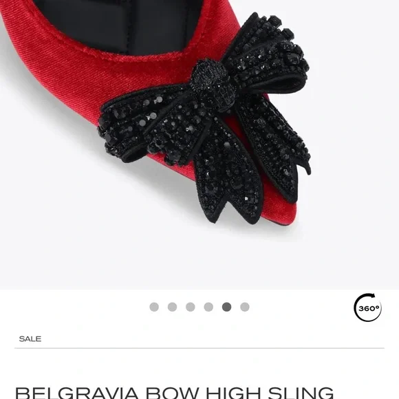 Kurt Geiger Red Heels with Black Embellished Bow - Picture 5 of 6
